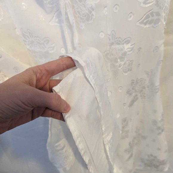{Cider} Floral Vintage Style Feminine White Mini Dress with Lace Appliqué Bridal - Picture 13 of 16